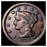 1857 Braided Hair Large Cent LIGHTLY CIRCULATED