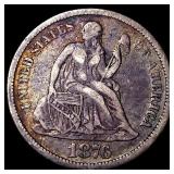 1876-CC Silver Seated Liberty Dime ABOUT UNCIRCULA