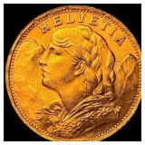 1935-B Gold 20 Francs Swiss Helvetia GEM BU