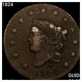 1824 Coronet Head Large Cent NEARLY UNCIRCULATED