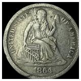 1864-S Silver Seated Liberty Dime LIGHTLY  CIRCUL