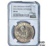 1953 S. Rhodesia Silver Crown NGC MS64