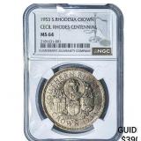 1953 S. Rhodesia Silver Crown NGC MS64