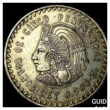1948 Mexico Cuauhtemoc Silver 5 Pesos CHOICE AU