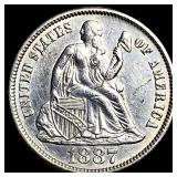 1887 Seated Liberty Dime CHOICE BU