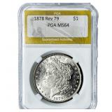 1878 Rev 79 Morgan Silver Dollar PGA MS64