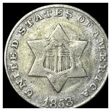 1853 Silver Three-Cent Piece NICELY  CIRCULATED