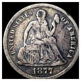 1877-CC Silver Seated Liberty Dime LIGHTLY CIRCULA