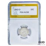 1842-O Seated Liberty Dime PGA AU58
