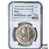 1953 S. Rhodesia Silver Crown NGC MS64