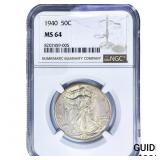 1940 Walking Liberty Half Dollar NGC MS64