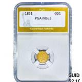 1851 Rare Gold Dollar PGA MS63