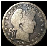 1892 Silver Barber Half Dollar NICELY  CIRCULATED