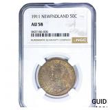 1911 Newfoundland Silver 50 Cents NGC AU58
