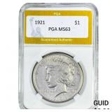 1921 Silver Peace Dollar PGA MS63