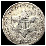 1853 Silver Three-Cent Piece LIGHTLY CIRCULATED