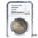 1852 Brazil Silver 2000 Reis NGC AU Details