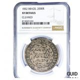 1852 Brazil Silver 2000 Reis NGC XF Details