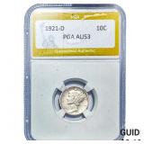 1921-D Mercury Silver Dime PGA AU53