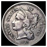 1873 Nickel Three-Cent Piece NEARLY UNCIRCULATED