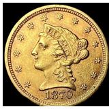1870-S Liberty Head Gold $2.5 Quarter Eagle  CLOS