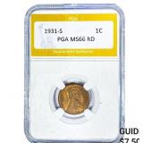 1931-S Wheat Cent PGA MS66RD