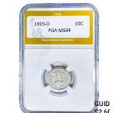 1919-D Mercury Silver Dime PGA MS64
