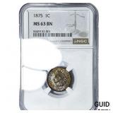 1875 Indian Head Cent NGC MS63 BN