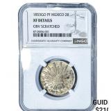 1853-GO Mexico Silver 2 Reales NGC XF Details