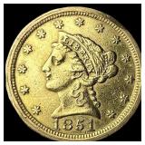 1851-O Gold $2.5 Liberty Head Quarter Eagle  NEAR