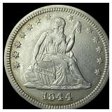 1844 Silver Seated Liberty Quarter  UNCIRCULATED