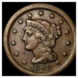 1849 Braided Hair Large Cent ABOUT UNCIRCULATED