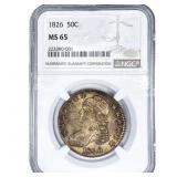 1826 Capped Bust Half Dollar NGC MS65
