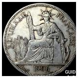 1906 French Indo-China Silver Trade Piastre UNCIRC