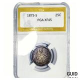1875-S Seated Liberty Quarter PGA XF45