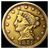 1851 Gold $2.5 Liberty Head Quarter Eagle  HIGH G