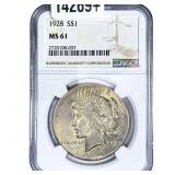 1928 Silver Peace Dollar NGC MS61