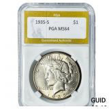 1935-S Silver Peace Dollar PGA MS64