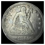 1855-S Arrows Seated Liberty Quarter NICELY  CIRC
