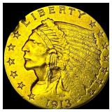 1913 Indian Head Gold $2.50 Quarter Eagle  UNCIRC