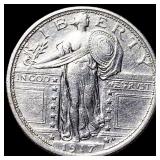 1917 Type 1 Standing Liberty Quarter NEARLY UNCIRC