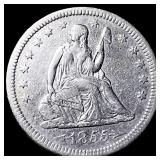 1855 Arrows Seated Liberty Quarter NEARLY UNCIRCUL