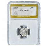 1890 Seated Liberty Dime PGA MS66