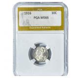 1916 Barber Dime PGA MS66