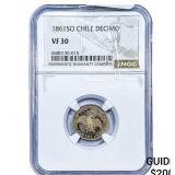 1861 Chile Silver Decimo NGC VF30