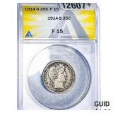 1914-S Barber Quarter ANACS F15