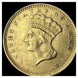 1856 Gold $1 Indian Head Type 3 CHOICE AU