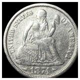 1874 Silver Seated Liberty Dime ABOUT  UNCIRCULAT