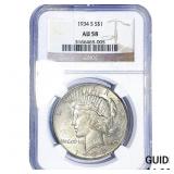 1934-S Silver Peace Dollar NGC AU58