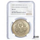 1953 S. Rhodesia Silver Crown NGC MS64